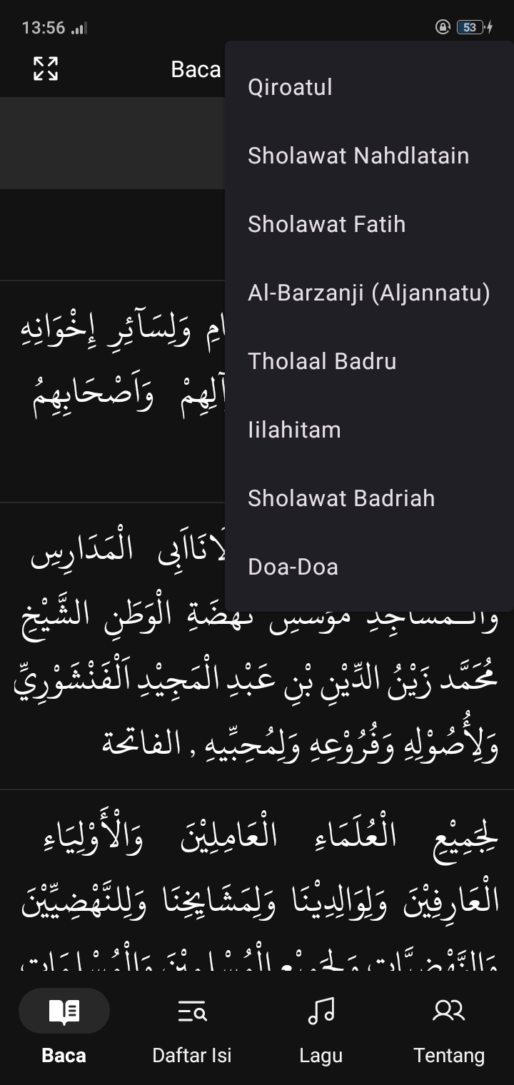 list baca albarzanji nw mode malam